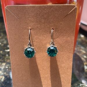 Patricia Locke Silver Dangle Earrings with Green Semi-precious Stones